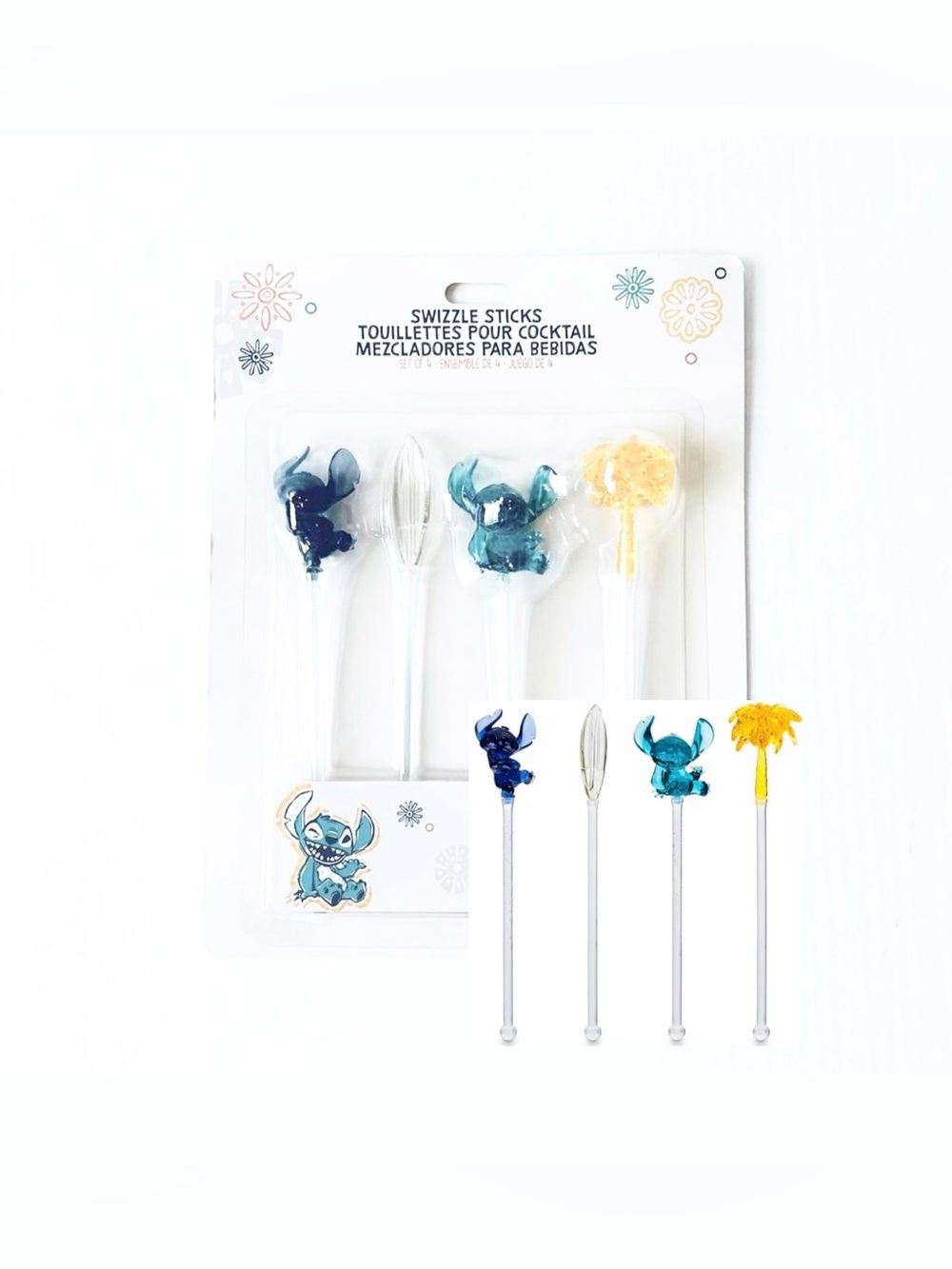 Disney Stitch With Surf Board Swizzle Sticks
